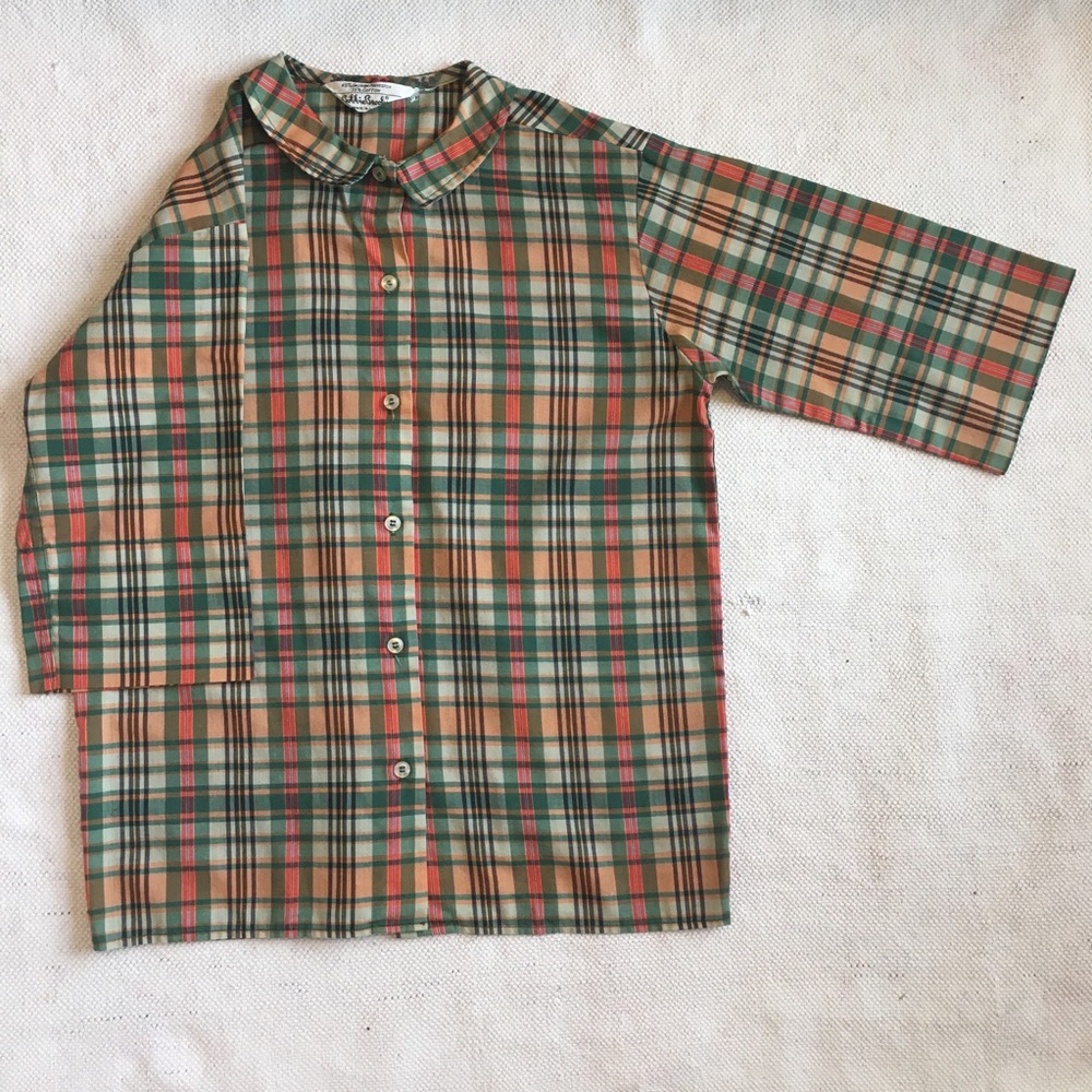 Vintage Women’s Plaid Button-Up Half Sleeve